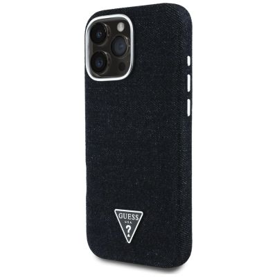 2. Etui Guess Denim Triangle Logo MagSafe na iPhone 16 Pro Max - czarne