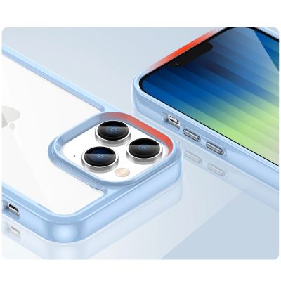 6. Outer Space Case etui iPhone 14 Pro sztywny pokrowiec z żelową ramką niebieski