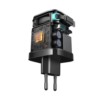 4. Ładowarka GaN Joyroom JR-TCL02 65W USB-A USB-C z wbudowanym kablem USB-C - czarna