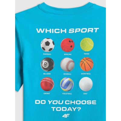 5. T-shirt regular z nadrukiem chłopięcy 4F 4FJRSS26TTSHM3832-33S