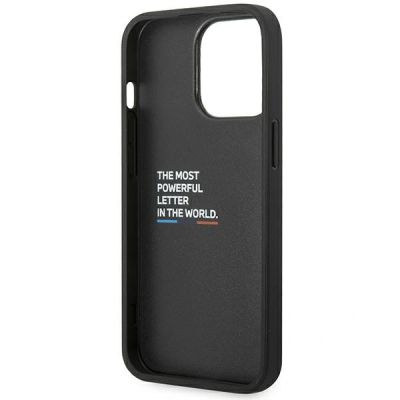 7. Etui BMW Leather Stamp Tricolor na iPhone 14 Pro - czarne