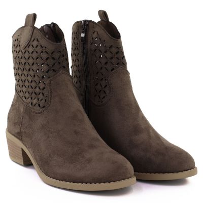 3. Botki damskie kowbojki ażurowe brązowe Jezzi  RMR2353-16