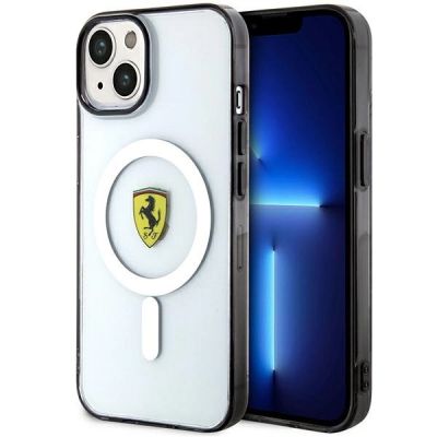 Etui Ferrari Outline MagSafe na iPhone 14 - przezroczyste