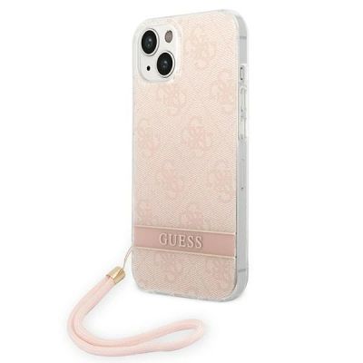 Etui Guess 4G Print Strap na iPhone 14 Plus - różowe