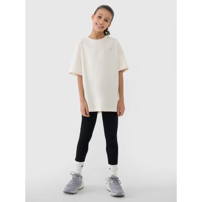 4. T-shirt dziewczęcy oversize gładki 4F 4FJWSS25TTSHF1851-12S