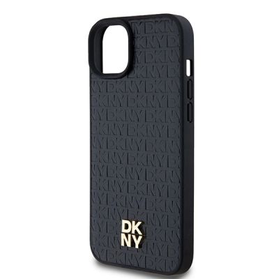 6. Etui DKNY Leather Pattern Metal Logo MagSafe na iPhone 15 / 14 / 13 - czarne