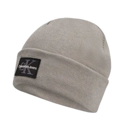 Czapka zimowa Calvin Klein CK Logo Beanie Szara - LZ04D8080G-PZE