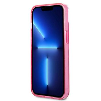 5. Etui Karl Lagerfeld Gradient Ikonik Karl&Choupette na iPhone 13 mini - różowe