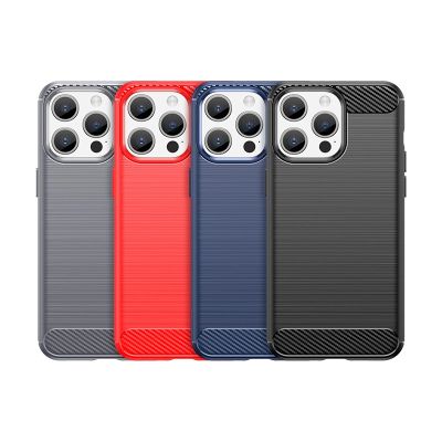8. Elastyczne etui wzór karbon do iPhone 15 Pro Carbon Case - niebieskie