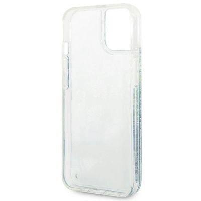 7. Etui Guess Flower Liquid Glitter na iPhone 14 - zielone