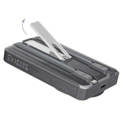 7. Powerbank Dudao K29 10000mAh PD 20W z MagSafe z metalową obudową, podstawką i wbudowanymi kablami USB-C/Lightning - srebrny