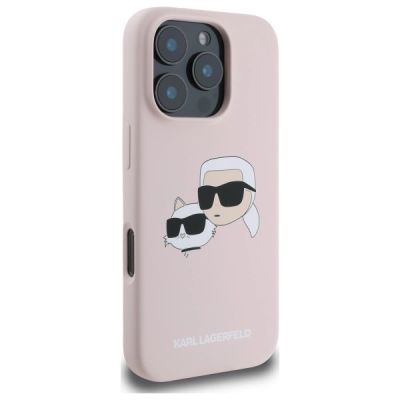 4. Etui Karl Lagerfeld Silicone nauble Heads Print MagSafe na iPhone 16 Pro - różowe
