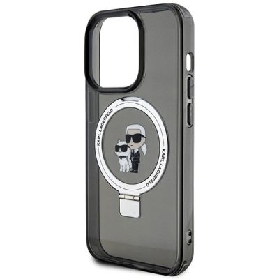 6. Etui Karl Lagerfeld Ring Stand Karl&Choupettte MagSafe do iPhone 15 Pro Max - czarne