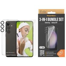 Zestaw PanzerGlass Bundle 3in1 etui przezroczyste + folia + osłona aparatu do Samsung Galaxy S24