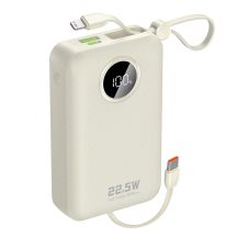 Powerbank Dudao K14+ 20000mAh 22.5W USB-C / USB-A / wbudowane kable Lightning i USB-C - biały