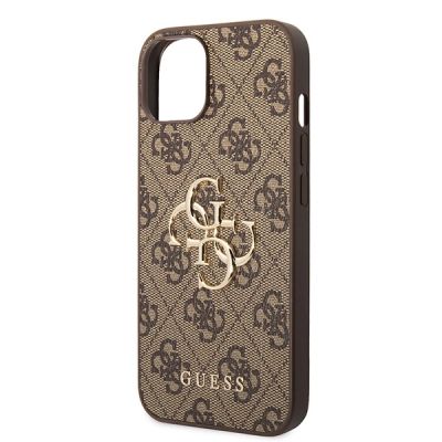 6. Etui Guess 4G Big Metal Logo do iPhone 15 - brązowe