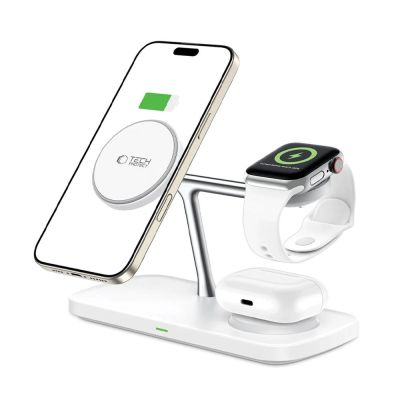 2. Ładowarka bezprzewodowa Tech-Protect QI15W-A45 3w1 z MagSafe do urządzeń Apple - biała