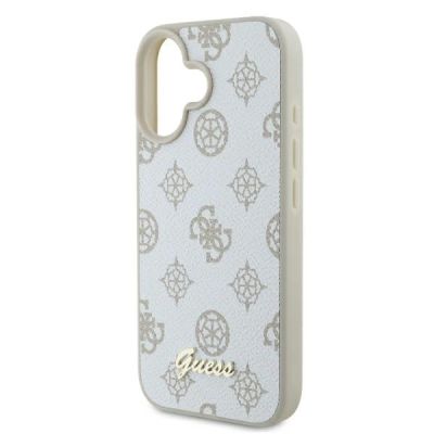 6. Etui Guess Peony Script Logo MagSafe na iPhone 16 - białe