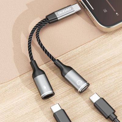 3. Adapter Dudao L13C+ 2w1 USB-C - szary