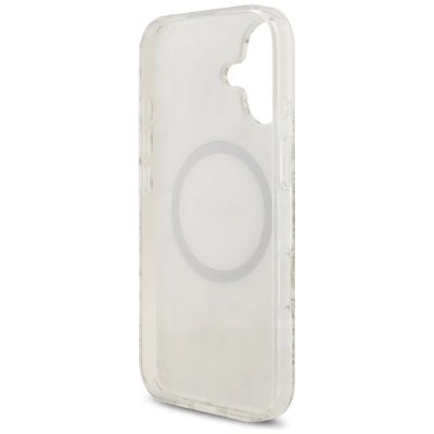 7. Etui Guess IML Flowers Electro Pearl Strap MagSafe na iPhone 17 - białe