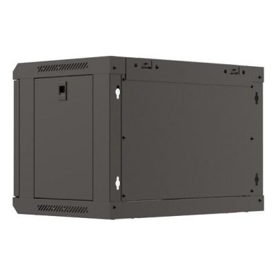19. Szafa instalacyjna rack wisząca 19" 6U 540x350 czarna drzwi przeszklone LANBERG (Flat Pack)