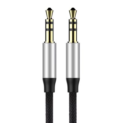 2. Baseus Yiven M30 kabel audio stereo AUX 3,5 mm męski mini jack 1,5m srebrno-czarny (CAM30-CS1)