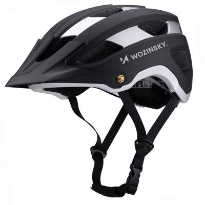 Kask rowerowy MTB Wozinsky z odpinanym daszkiem lekki 57-62 cm - czarno-srebrny