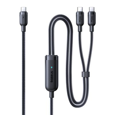 Kabel Baseus Flash 4 140W 2w1 USB-C do USB-C + USB-C 1.5 m - czarny