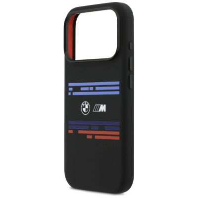 6. Etui BMW M Silicon Horizontal Line MagSafe na iPhone 17 Pro - czarne