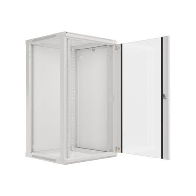 15. Szafa jednosekcyjna Lanberg WF01-6622-10S (22U; 1080mm / 600mm / 600 mm; wisząca; Szklane; 19''; kolor szary)