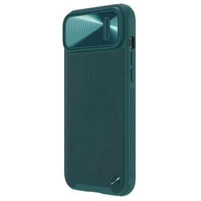 6. Nillkin CamShield Leather S Case etui iPhone 14 Plus pokrowiec z osłoną na aparat zielone