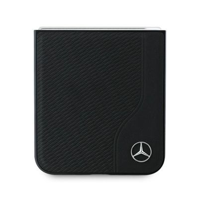 5. Etui Mercedes Leather Wood Imitation MagSafe na Samsung Galaxy Z Flip 6 - czarne