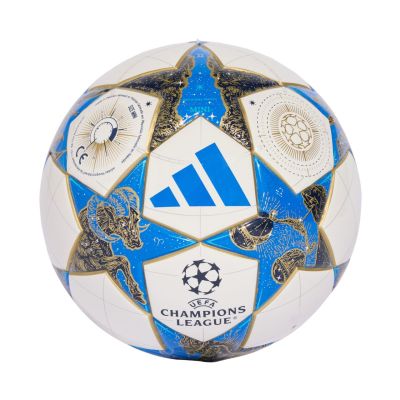 9. Piłka nożna adidas UCL Mini 25/26 League Stage biało-niebiesko-złota JP1544