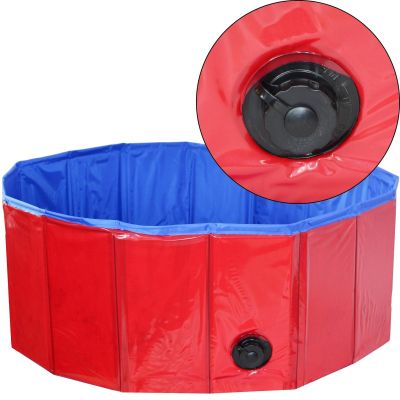 12. BASEN OGRODOWY SKŁADANY DLA PSA 80X30CM CZERWONY MAXPRO