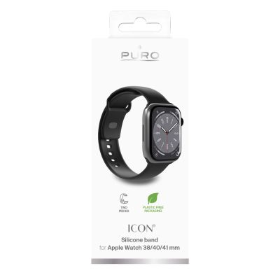 2. Pasek silikonowy Puro Icon do Apple Watch 38 / 40 / 41 mm - czarny (2 szt.)