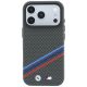 3. Etui BMW M Quadrille Kevlar Print Tricolor Lines & Metal Logo MagSafe na iPhone 18 Pro / 17 Pro - ciemnoszare