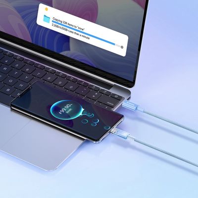 12. Kabel Baseus Explorer 100W USB-C - USB-C z inteligentnym czujnikiem temperatury 1m - niebieski