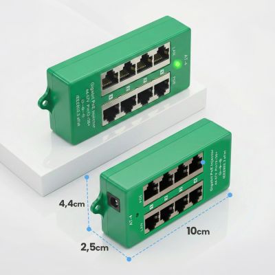 14. Extralink Gigabit PoE Injector 4 Portowy Aktywny, 4 porty Gigabit 802.3at/af, Mode A