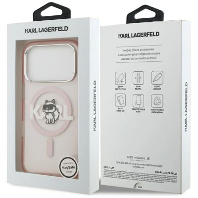 8. Etui Karl Lagerfeld IML Choupette Sketch Logo MagSafe na iPhone 17 Pro - różowe