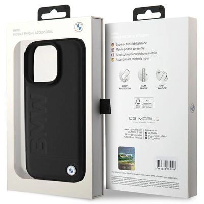 7. Etui BMW Leather Hot Stamp na iPhone 16 Pro - czarne