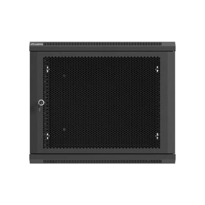 18. Szafa instalacyjna rack wisząca 19" 9U 600x600 czarna drzwi perforowane Lanberg (flat pack)