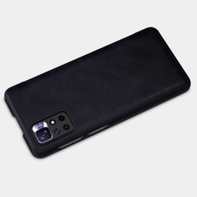 18. Nillkin Qin Case etui do Xiaomi Redmi Note 11T 5G / Note 11S 5G / Note 11 5G (China) / Poco M4 Pro 5G osłona na aparat kabura pokrowiec obudowa z klapką brązowy
