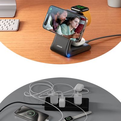 6. Ładowarka bezprzewodowa Joyroom JR-W15 3 w 1 stacja ładująca z MagSafe - czarna