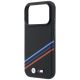 6. Etui BMW M Quadrille Kevlar Print Tricolor Lines & Metal Logo MagSafe na iPhone 18 Pro Max / 17 Pro Max - czarne