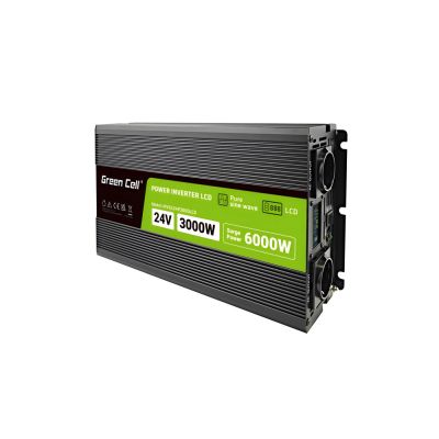 8. GREEN CELL PRZETWORNICA LCD 24V/230V 3000W/6000W CZYSTY SINUS INVGC24P3000LCD