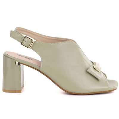 2. Sandały damskie na słupku z kokardką oliwkowe Jezzi  RMR25112-3