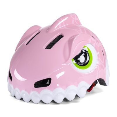 2. Kask rowerowy dziecięcy Wozinsky motyw dinozaur 52-56 cm - różowy