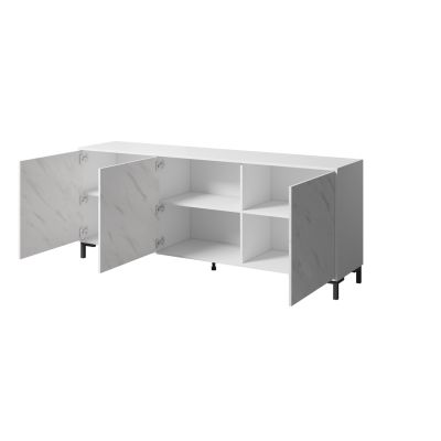 2. Komoda MARMO 3D 200x45xH80,5 biały mat/marmur biały
