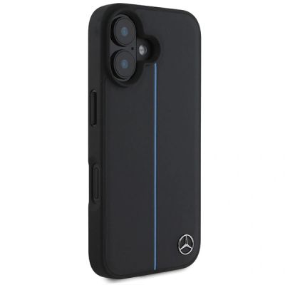 9. Etui Mercedes MB Blue Line Leather MagSafe na iPhone 16 - czarne