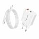 Ładowarka sieciowa Wozinsky WLS-20W 20 W USB-A USB-C z kablem USB-C - USB-C 1 m - biała